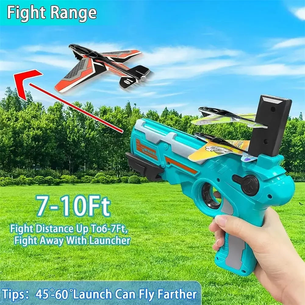 Ejection Aircraft Shooting Game Outdoor Parent-child Sports Toy Boy Gifts Shooting Aircraft Set Plastic Airplane Toys for Kids