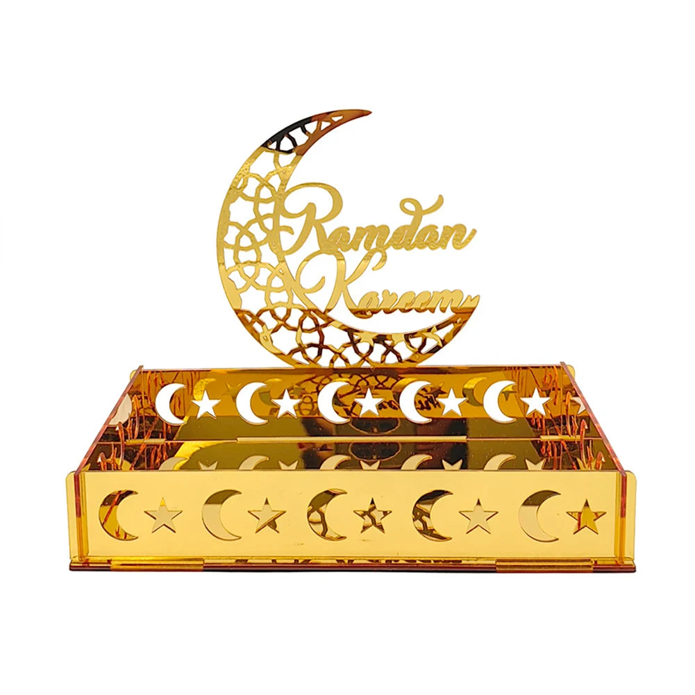 Eid Mubarak 
Dessert Tray Ramadan Moon Star Plate Tray For  Food Fruit Storage Tableware