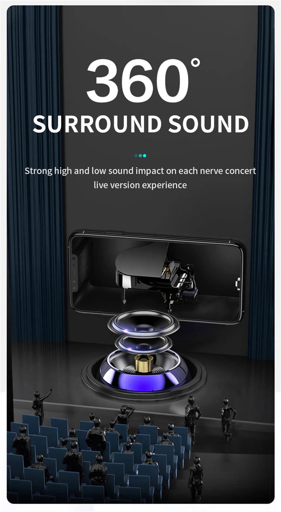 Mini Bluetooth Speaker  Wireless Sound Box HiFi Music Cell Phone Tablet Metal Loud Speake Portable