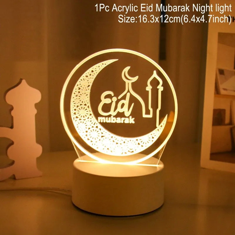 Eid Mubarak 
Ramaadan 3D Led Lamp Ramadan Night Light Led Moon Star Eid Bedroom Decoration Light Ornament Ramadan Decoration For Home 2025