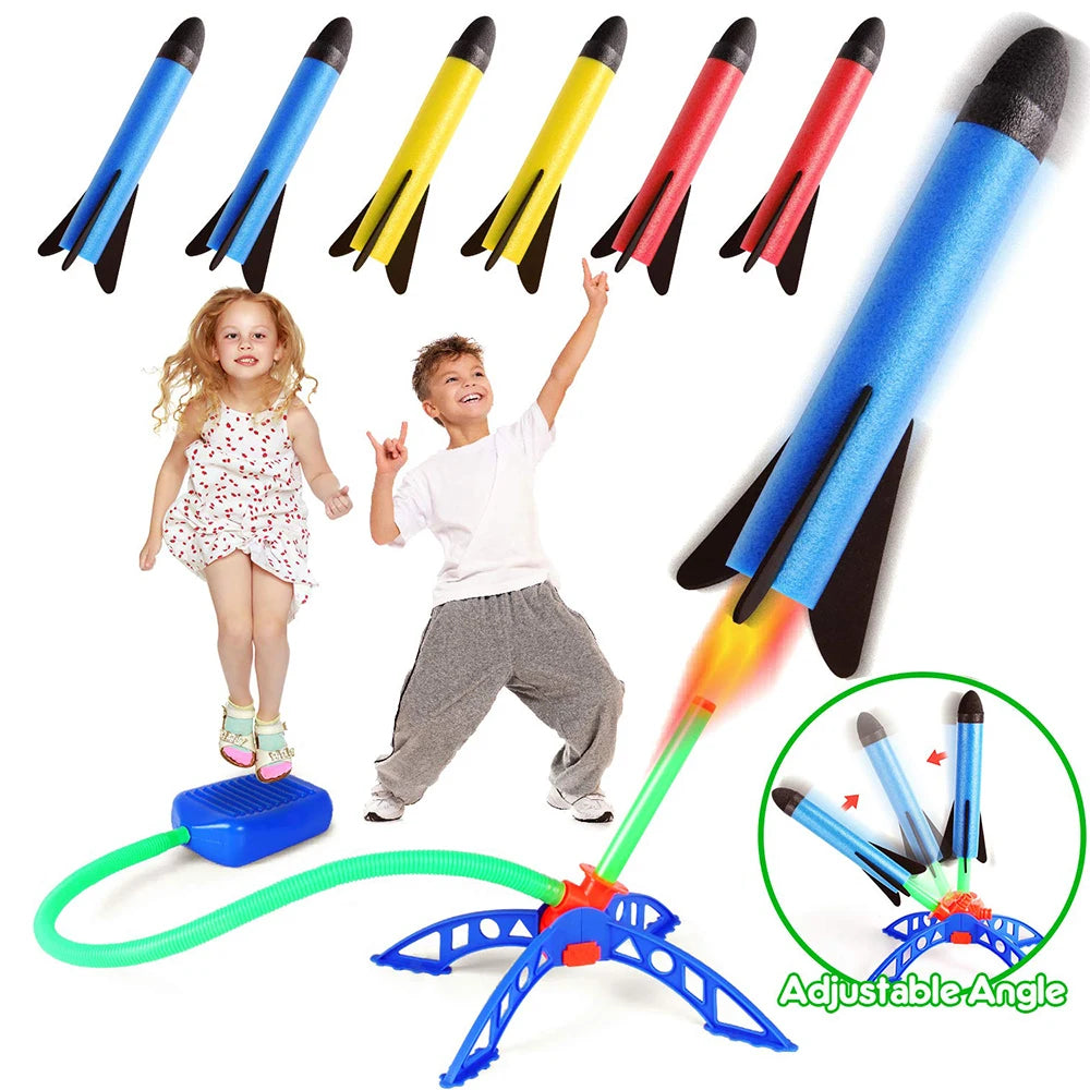 Kid Air Rocket Foot Pump Launcher Outdoor Air Pressed Pedal Soaring Rocket