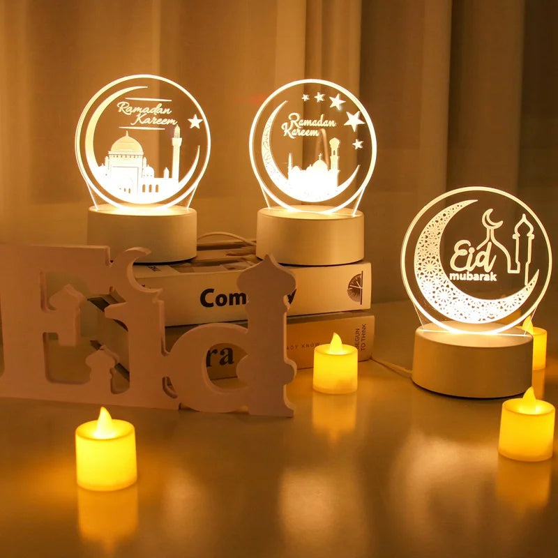 Eid Mubarak 
Ramaadan 3D Led Lamp Ramadan Night Light Led Moon Star Eid Bedroom Decoration Light Ornament Ramadan Decoration For Home 2025