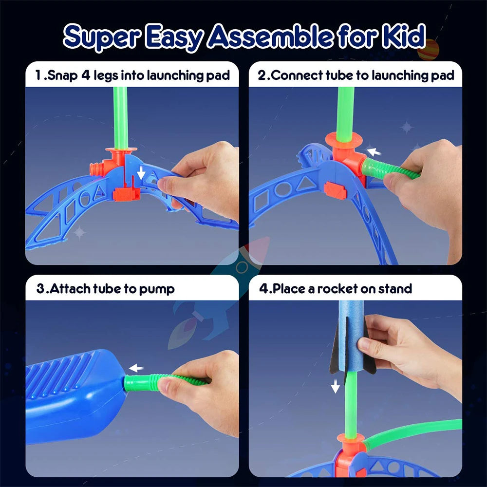 Kid Air Rocket Foot Pump Launcher Outdoor Air Pressed Pedal Soaring Rocket