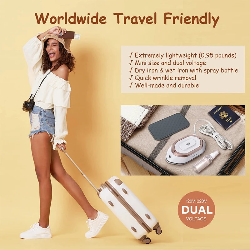 Mini Travel Electric Dry Iron 120V/220V Dual-voltage 30S Heat Non-steam