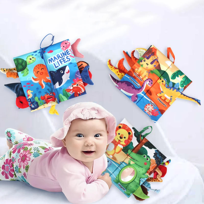 0-36M Baby Early Learning Toy Tail Cloth Book Puzzle Parent-child Interactive Sound Paper Infants Activity Toys for Babies