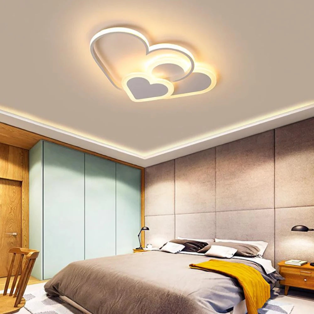 Modern White /Pink Heart Shape LED Ceiling Lamp