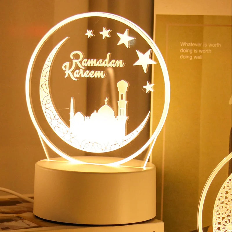 Eid Mubarak 
Ramaadan 3D Led Lamp Ramadan Night Light Led Moon Star Eid Bedroom Decoration Light Ornament Ramadan Decoration For Home 2025