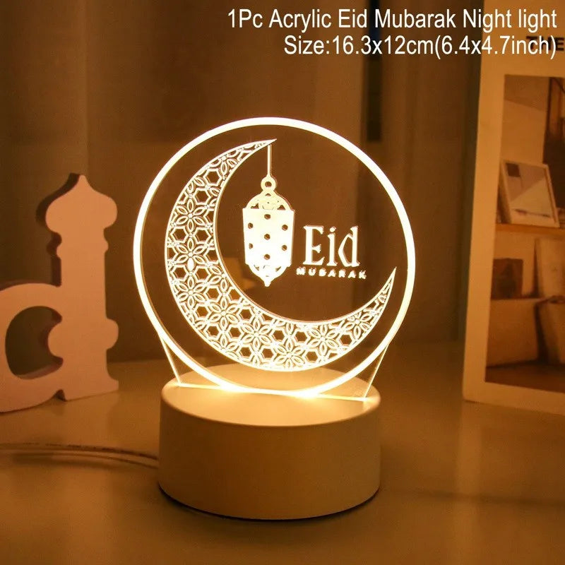 Eid Mubarak 
Ramaadan 3D Led Lamp Ramadan Night Light Led Moon Star Eid Bedroom Decoration Light Ornament Ramadan Decoration For Home 2025