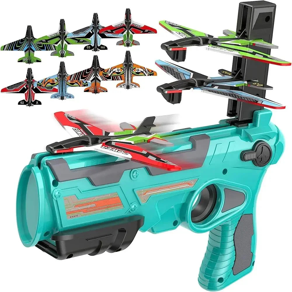 Ejection Aircraft Shooting Game Outdoor Parent-child Sports Toy Boy Gifts Shooting Aircraft Set Plastic Airplane Toys for Kids