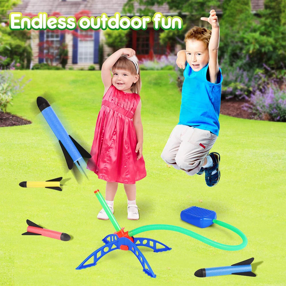 Kid Air Rocket Foot Pump Launcher Outdoor Air Pressed Pedal Soaring Rocket