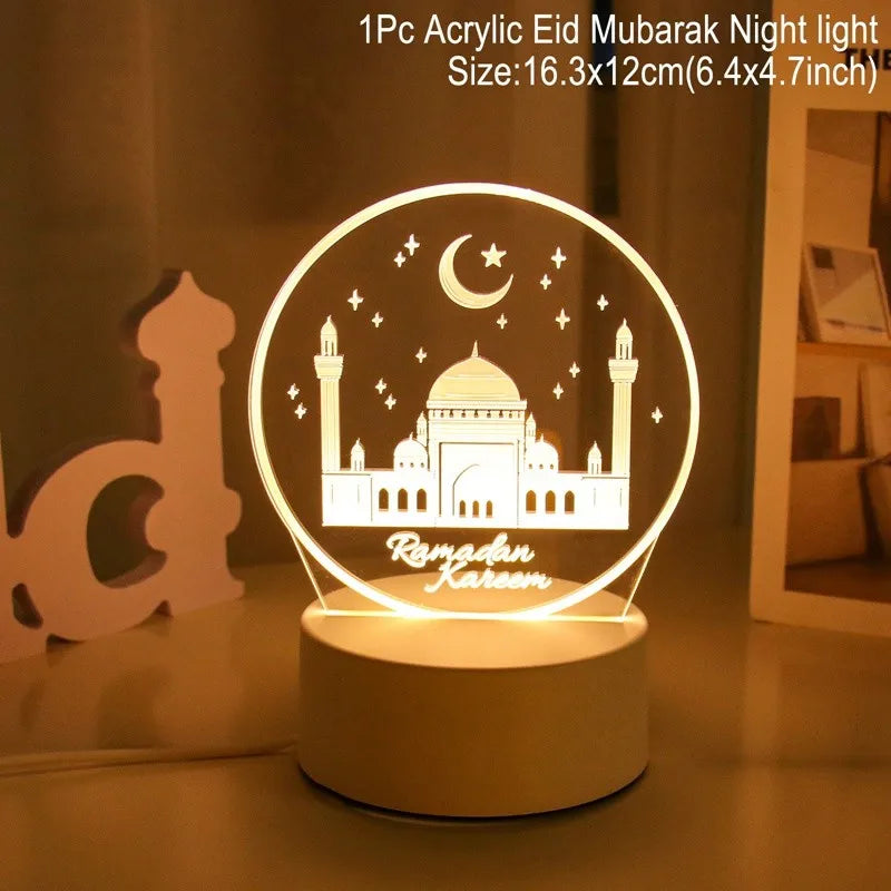 Eid Mubarak 
Ramaadan 3D Led Lamp Ramadan Night Light Led Moon Star Eid Bedroom Decoration Light Ornament Ramadan Decoration For Home 2025