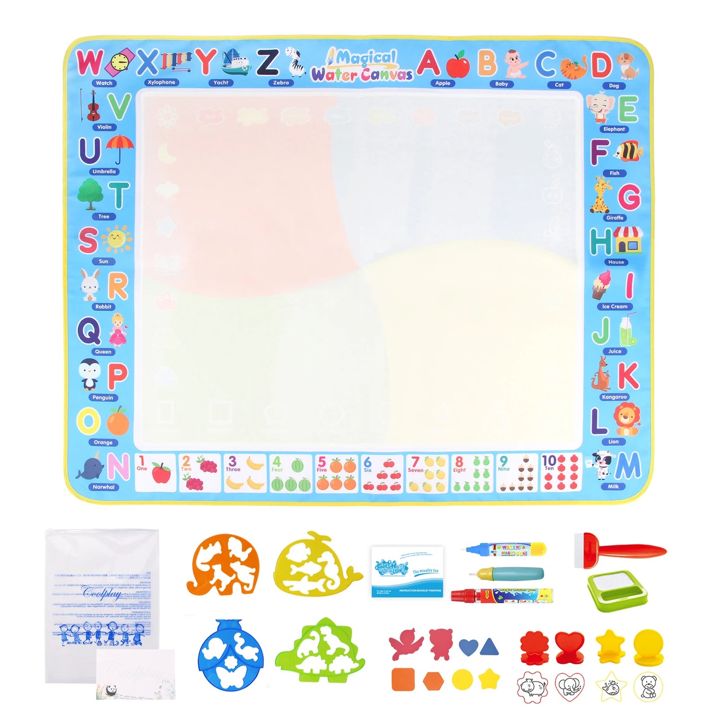 100x80CM Magic Water Drawing Mat Coloring Doodle With Reusable Magic Pens