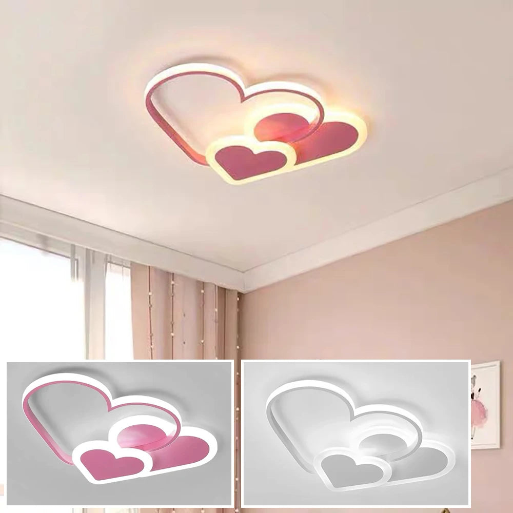 Modern White /Pink Heart Shape LED Ceiling Lamp