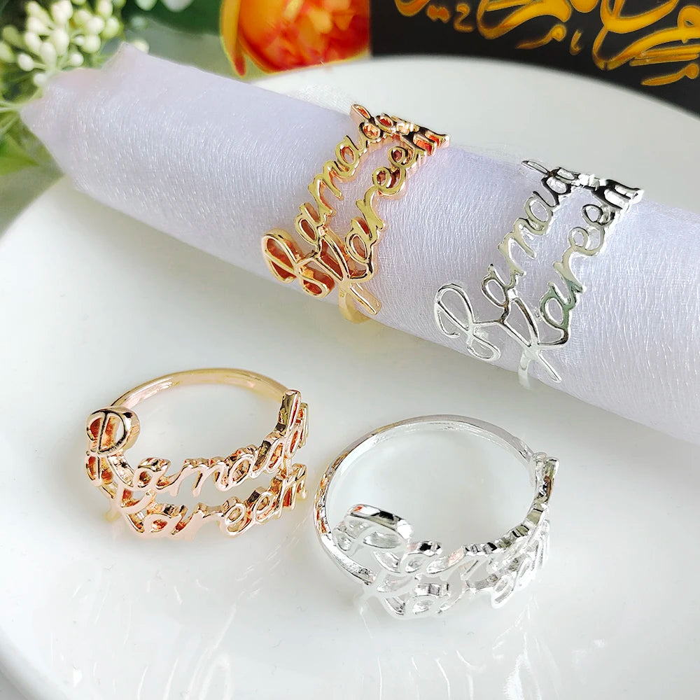 1/6 Pcs Ramadan Kareem Napkin Rings Gold Bismillah  2025