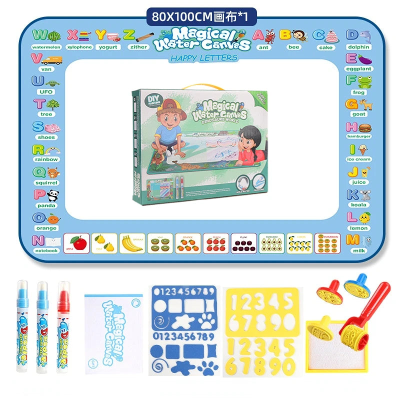 100 x 80 CM Magic Water Drawing Mat Coloring Doodle With Reusable Magic Pens