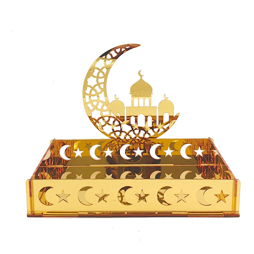 Eid Mubarak 
Dessert Tray Ramadan Moon Star Plate Tray For  Food Fruit Storage Tableware