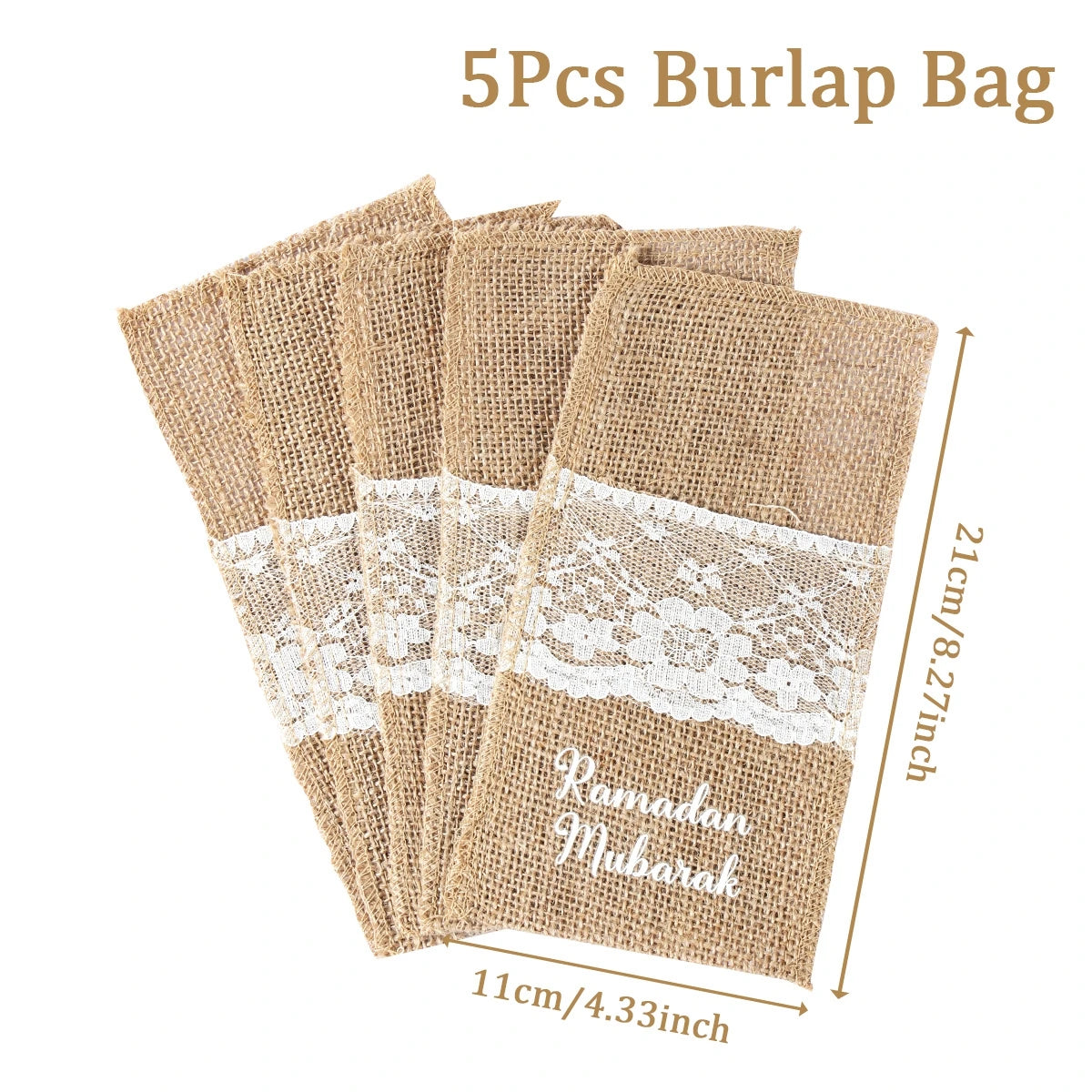 EID Mubarak Decoration Burlap Cutlery Bags Ramadan Decor 2025 Cutlery Bag Ramadan Kareem Islamic Muslim Party Eid Al Adha Gifts