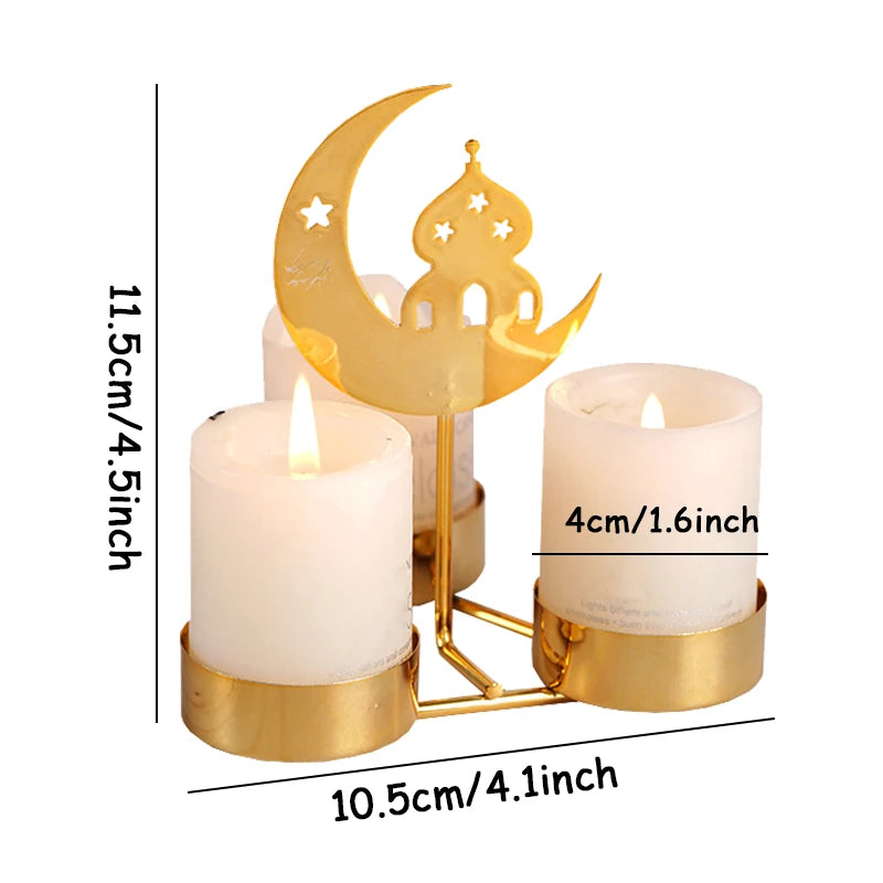 Ramadan  Candlestick Decoration Metal Moon Star Candle Holder Gold