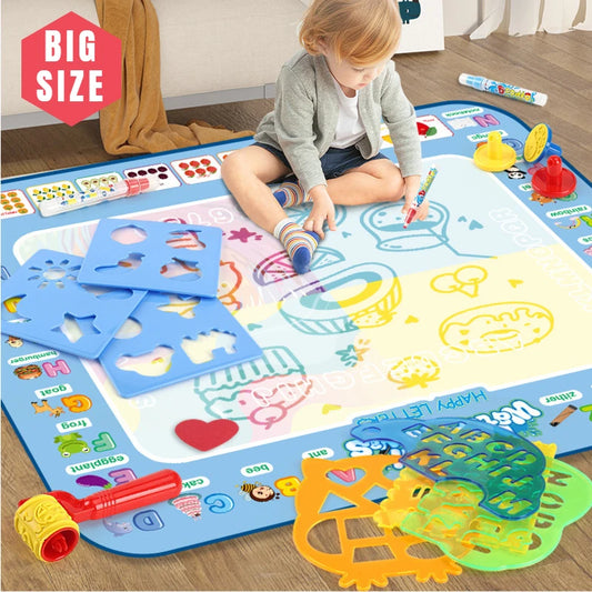 100 x 80 CM Magic Water Drawing Mat Coloring Doodle With Reusable Magic Pens