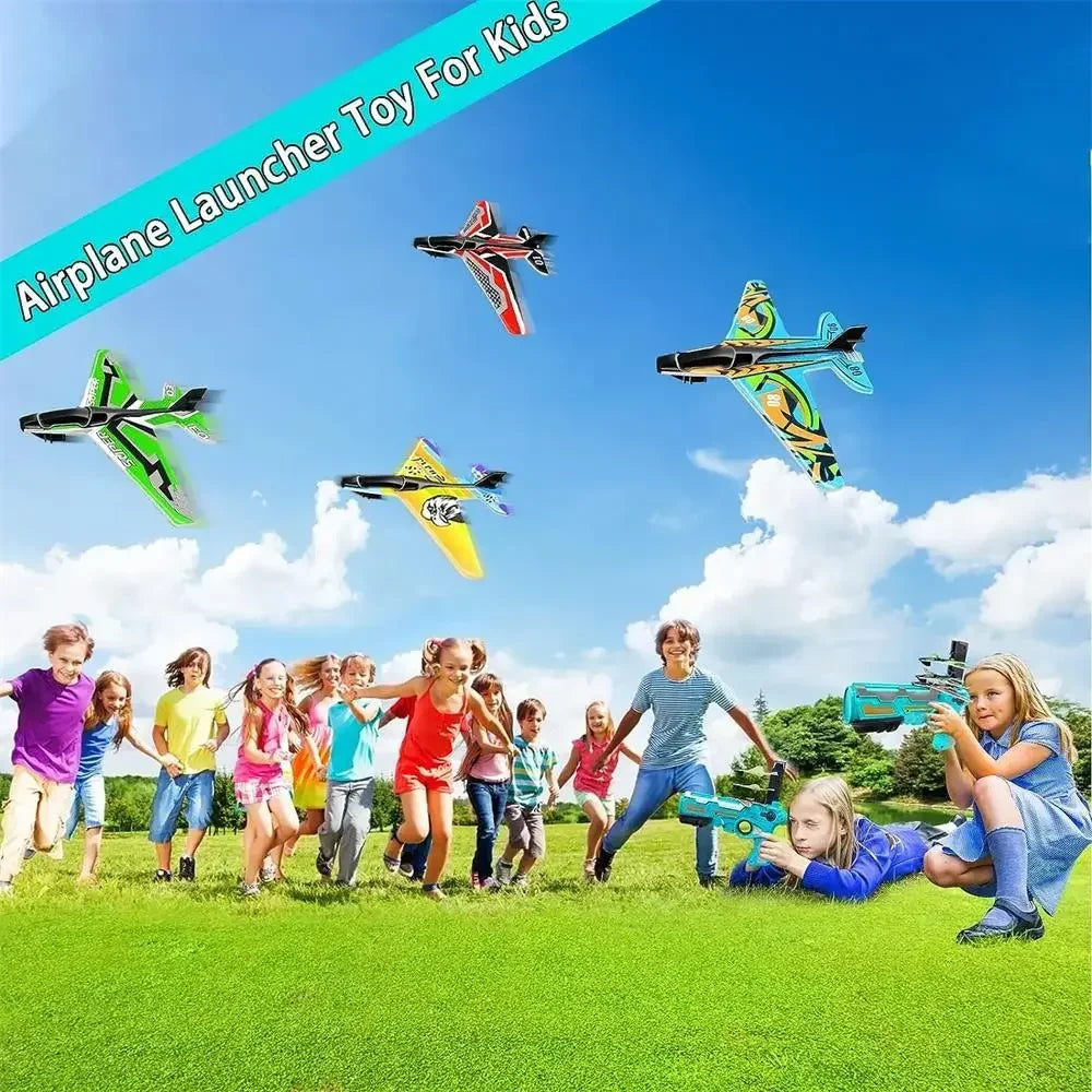 Ejection Aircraft Shooting Game Outdoor Parent-child Sports Toy Boy Gifts Shooting Aircraft Set Plastic Airplane Toys for Kids