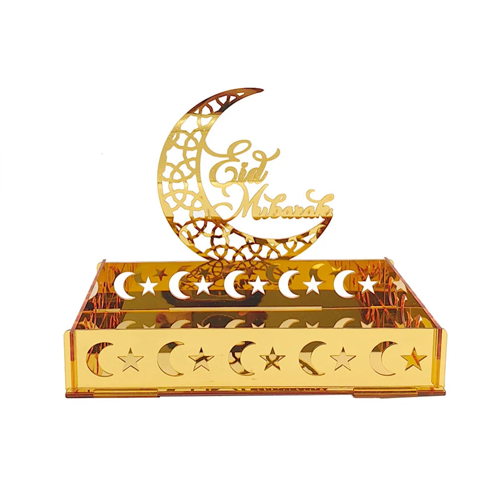 Eid Mubarak 
Dessert Tray Ramadan Moon Star Plate Tray For  Food Fruit Storage Tableware