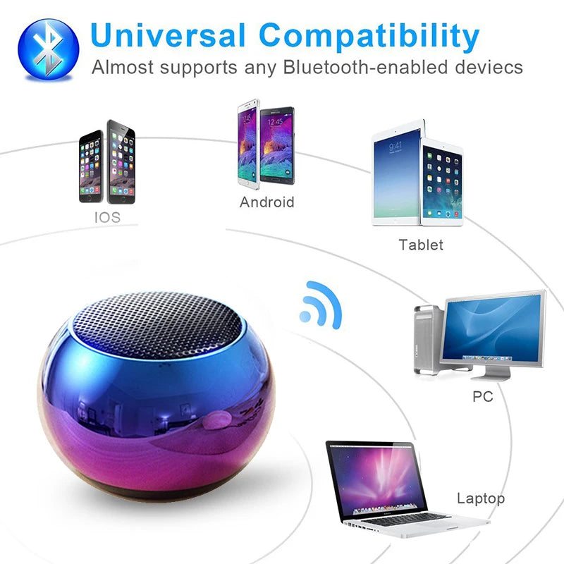 Mini Bluetooth Speaker  Wireless Sound Box HiFi Music Cell Phone Tablet Metal Loud Speake Portable