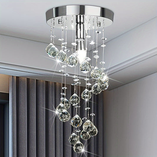 Modern Crystal Chandelier, 19.94cm Semi Flush Mount Ceiling Light