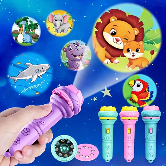 56 Pattern Flashlight Projector Before Bed Fun Puzzle Toy Dinosaur Animal Ocean Insect Multi-Digit Alphabet Food Fruit