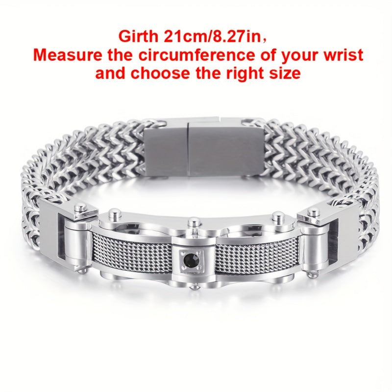 Men'S Bracelet, Titanium Steel, Synthetic Faux Gemstone Inlay