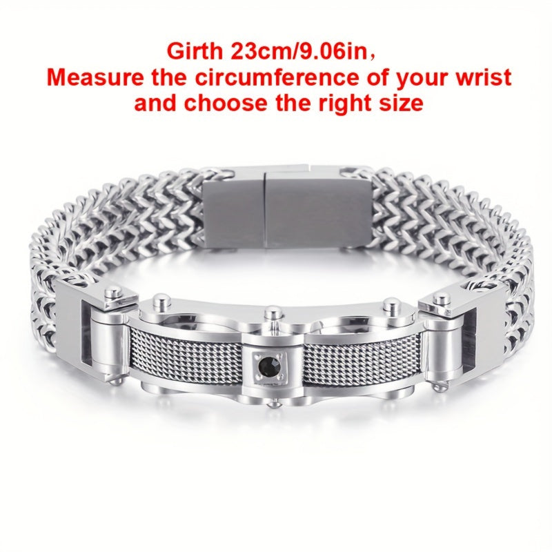 Men'S Bracelet, Titanium Steel, Synthetic Faux Gemstone Inlay