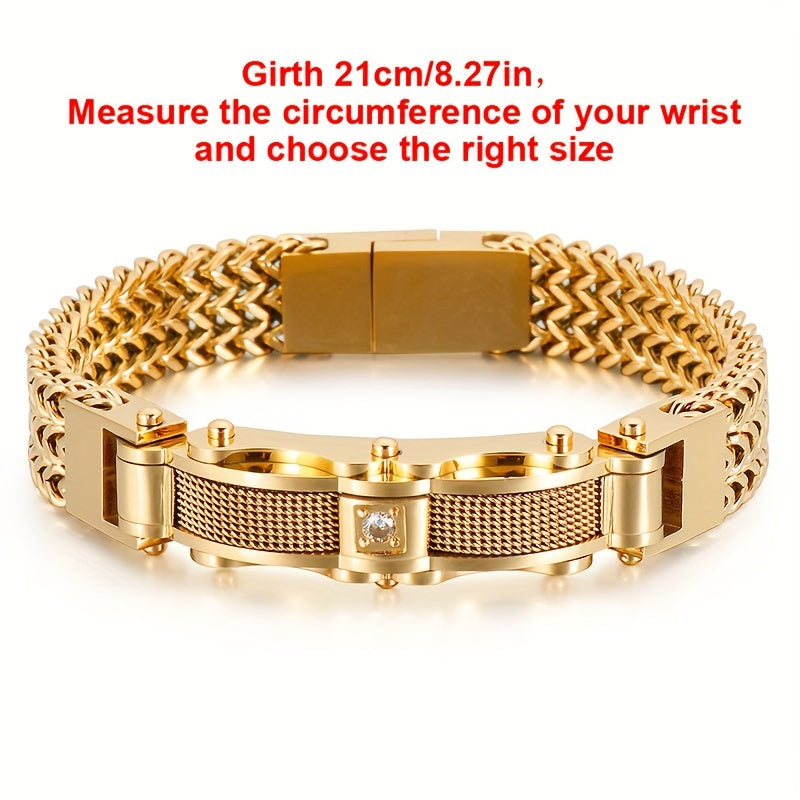 Men'S Bracelet, Titanium Steel, Synthetic Faux Gemstone Inlay