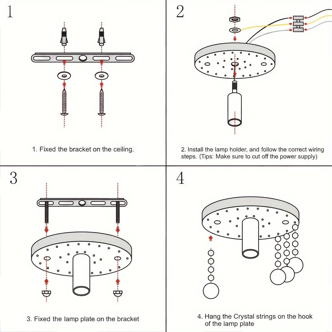 Modern Crystal Chandelier, 19.94cm Semi Flush Mount Ceiling Light