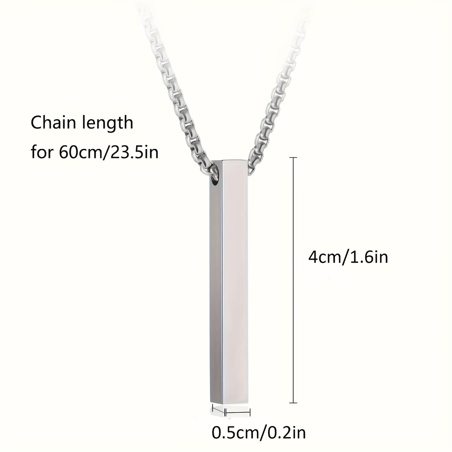 Necklace Rectangular Stainless Steel Pendant