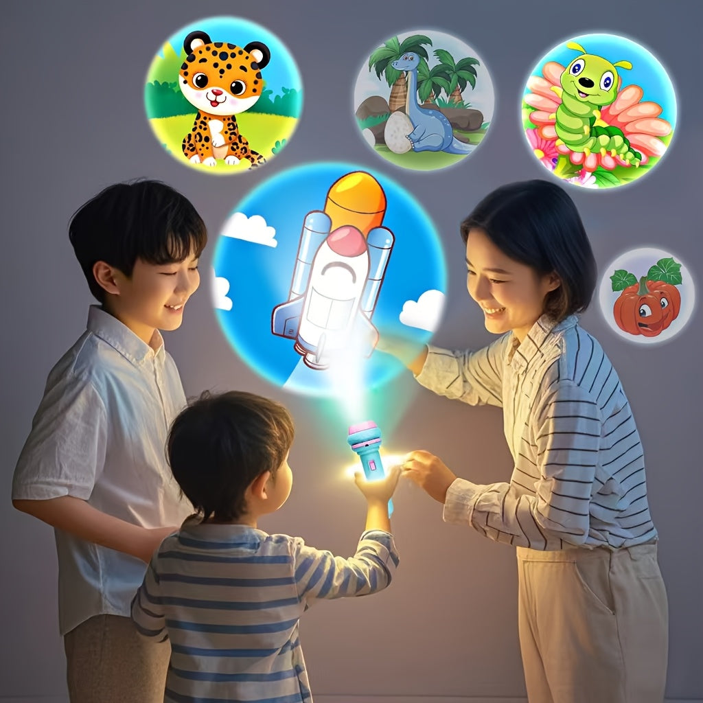 56 Pattern Flashlight Projector Before Bed Fun Puzzle Toy Dinosaur Animal Ocean Insect Multi-Digit Alphabet Food Fruit