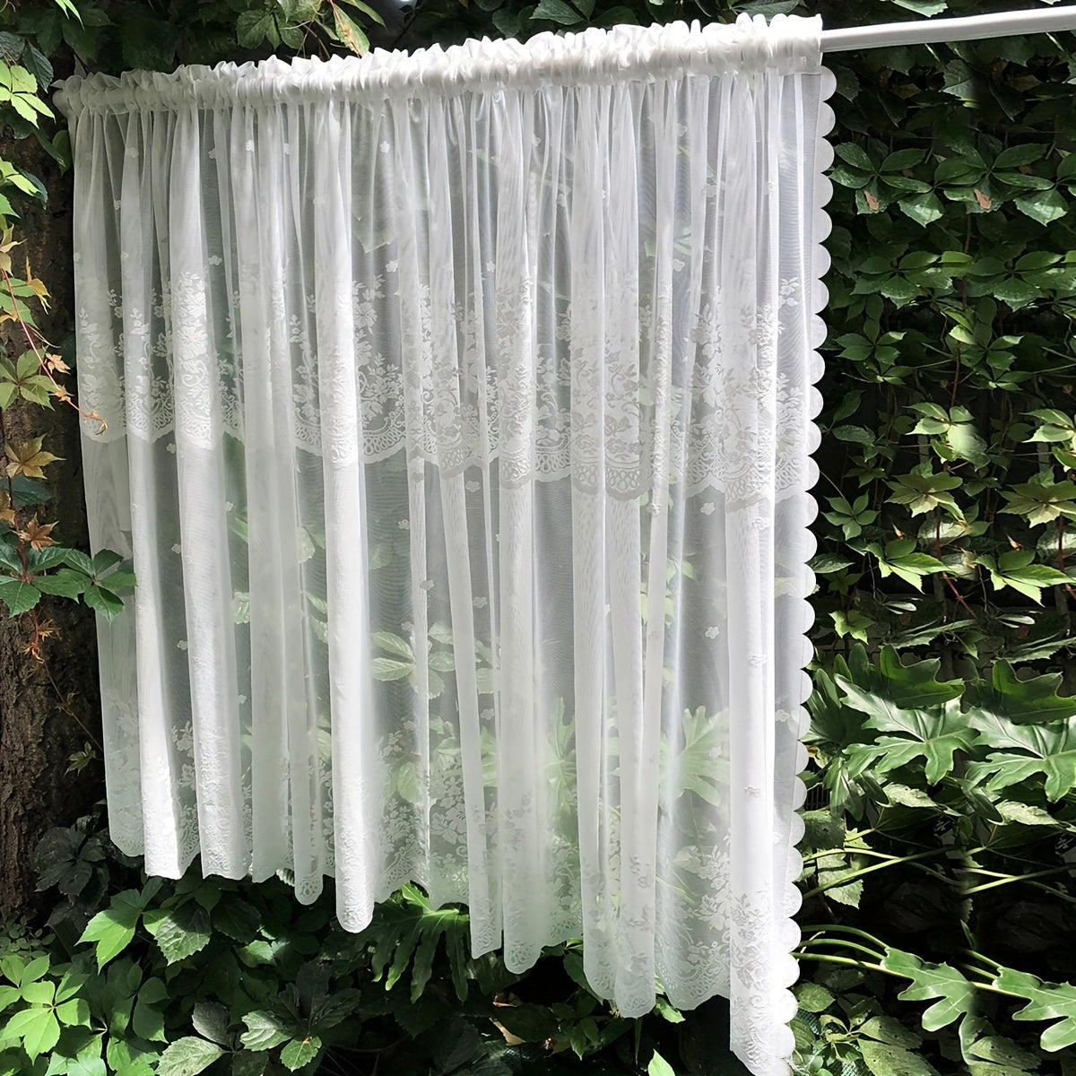 1pc Charming White Floral Lace Curtain